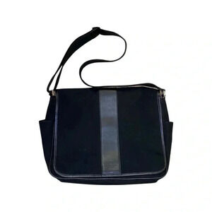 Vintage Coach Messenger Black Canvas Leather Bag